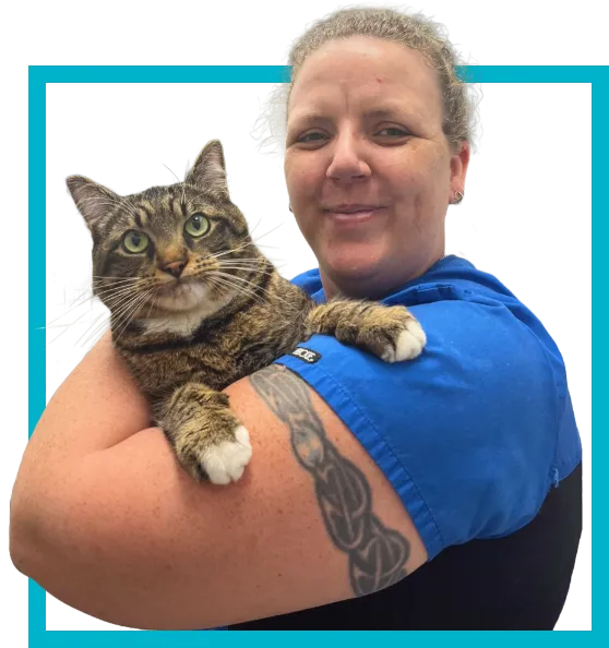 Amanda, an angle in BAAH, with her cat